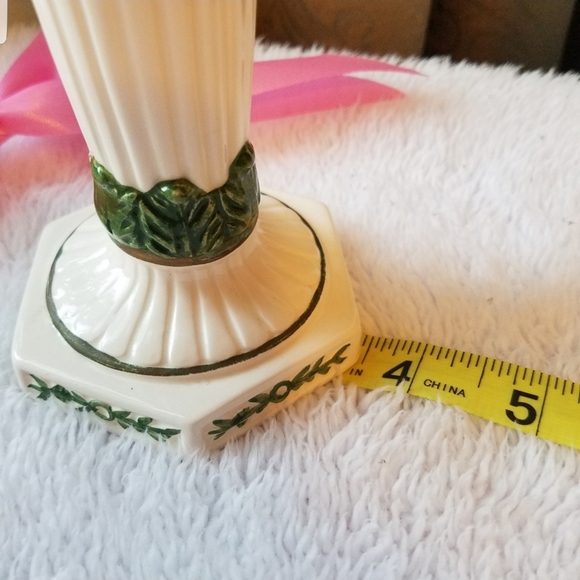 Candle holders porcelain home decor green & white - Picture 3 of 8